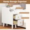 Set of 2 8 Inch Narrow Nightstand with Pull-Out Tray & 2 Drawers, Wooden Bedside Table with Cable Management System, Compact End Table for Bedroom Small Spaces, Brown Finish